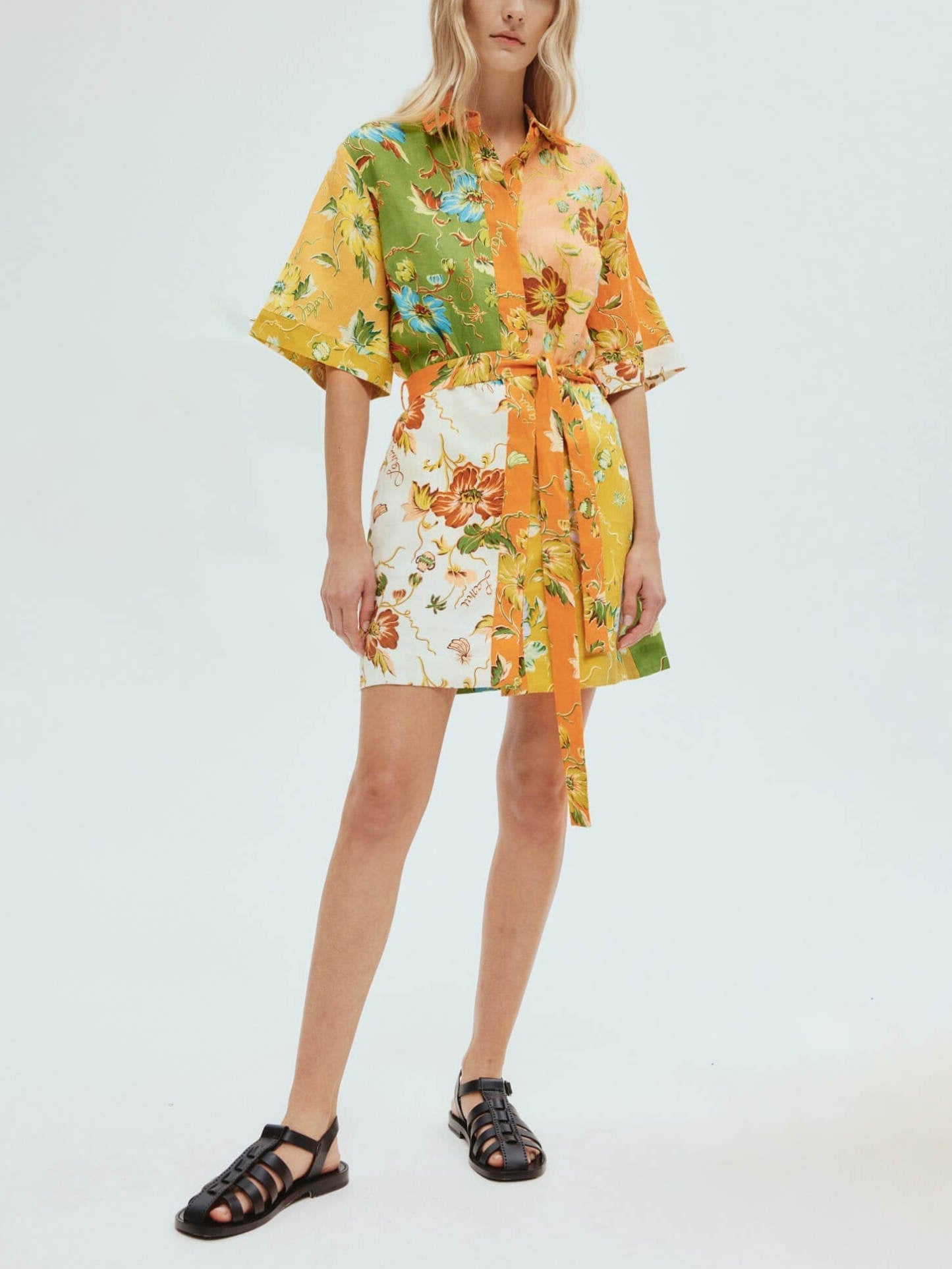 Unique Contrasting Print Mini Dress