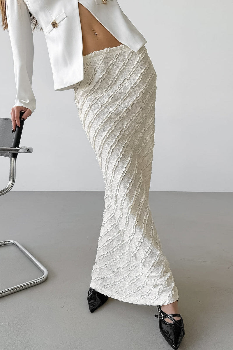 Lace Trim High Waist Split Midi Skirt