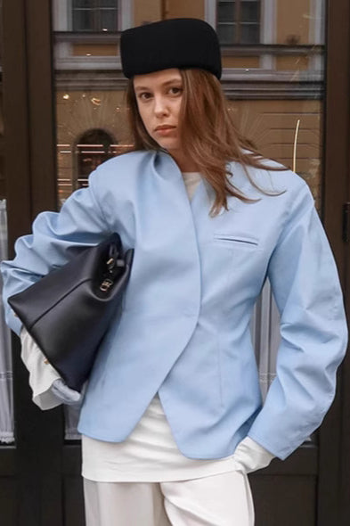 Street Blue Blazer Coat