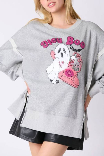 Halloween Cartoon Ghost Sequined Sweatshirt Top