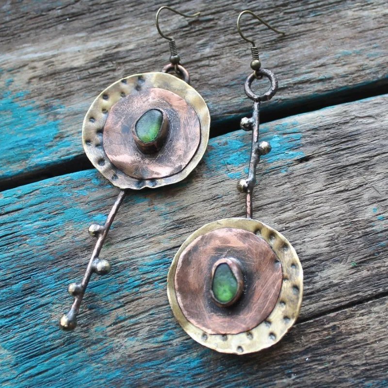 Vintage Green Stone Earrings