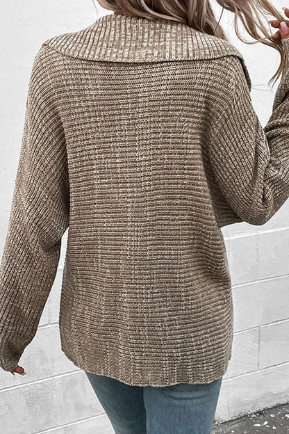 Color Long Sleeve Lapel Sweater
