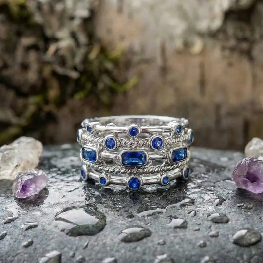 Elegant Blue Cubic Zirconia Ring