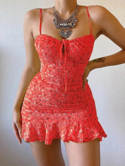 French Suspender Chest Mini Dress With Cutout