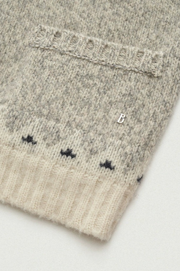 Color Block Turn-down Collar Loose Sweater