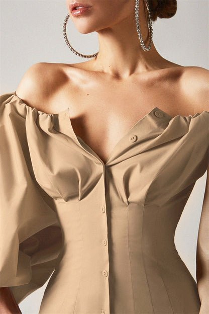 Puff Sleeve Cold Shoulder Blouse