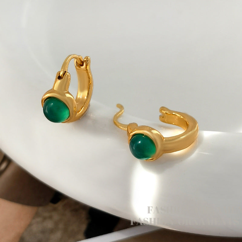 Elegant Green Agate Earrings