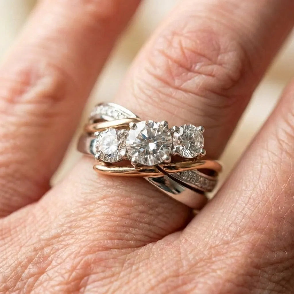 Vintage Gold & Silver Zirconia Ring