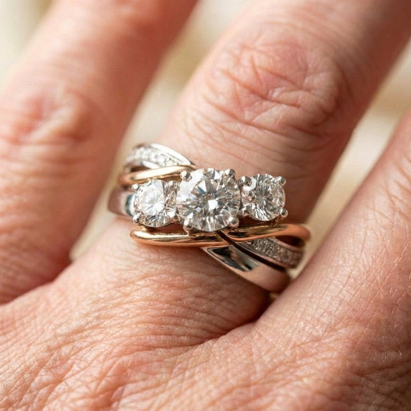 Vintage Gold & Silver Zirconia Ring