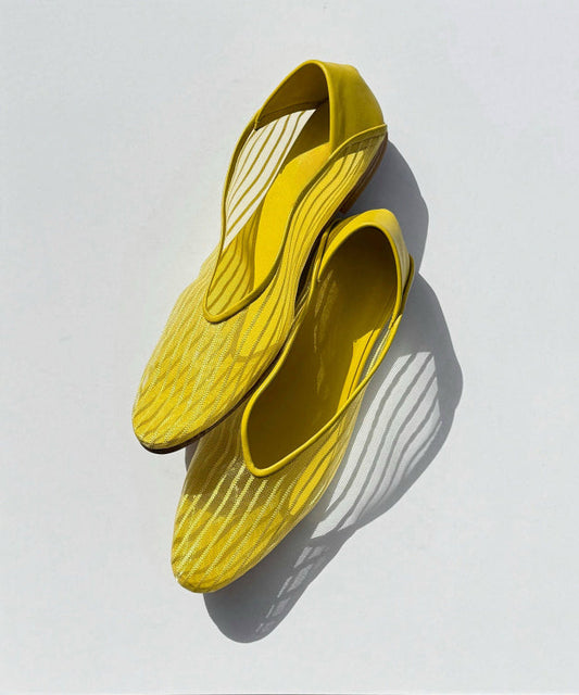 Yellow Breathable Mesh Flat Feet Shoes Splicing Stylish