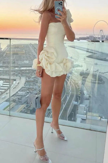 Delightful and Vibe Off Shoulder Flounce Bottom Mini Dress