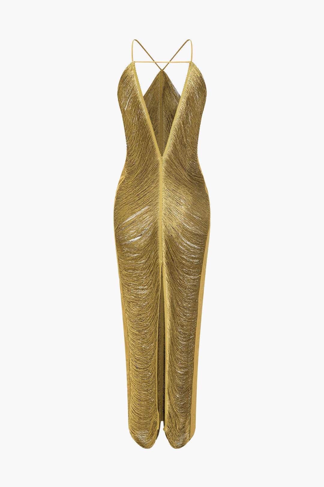 Classic Fringe Cut Out Slit Midi Dress