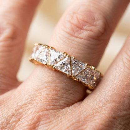 Vintage Gold Triangular Stone Eternity Ring