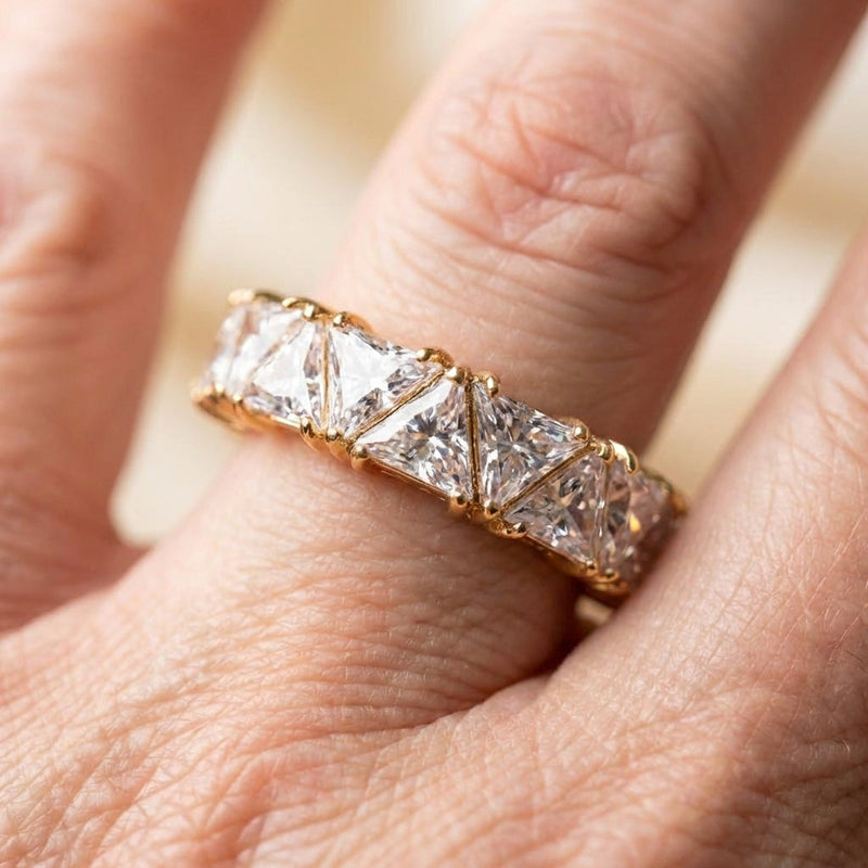 Vintage Gold Triangular Stone Eternity Ring