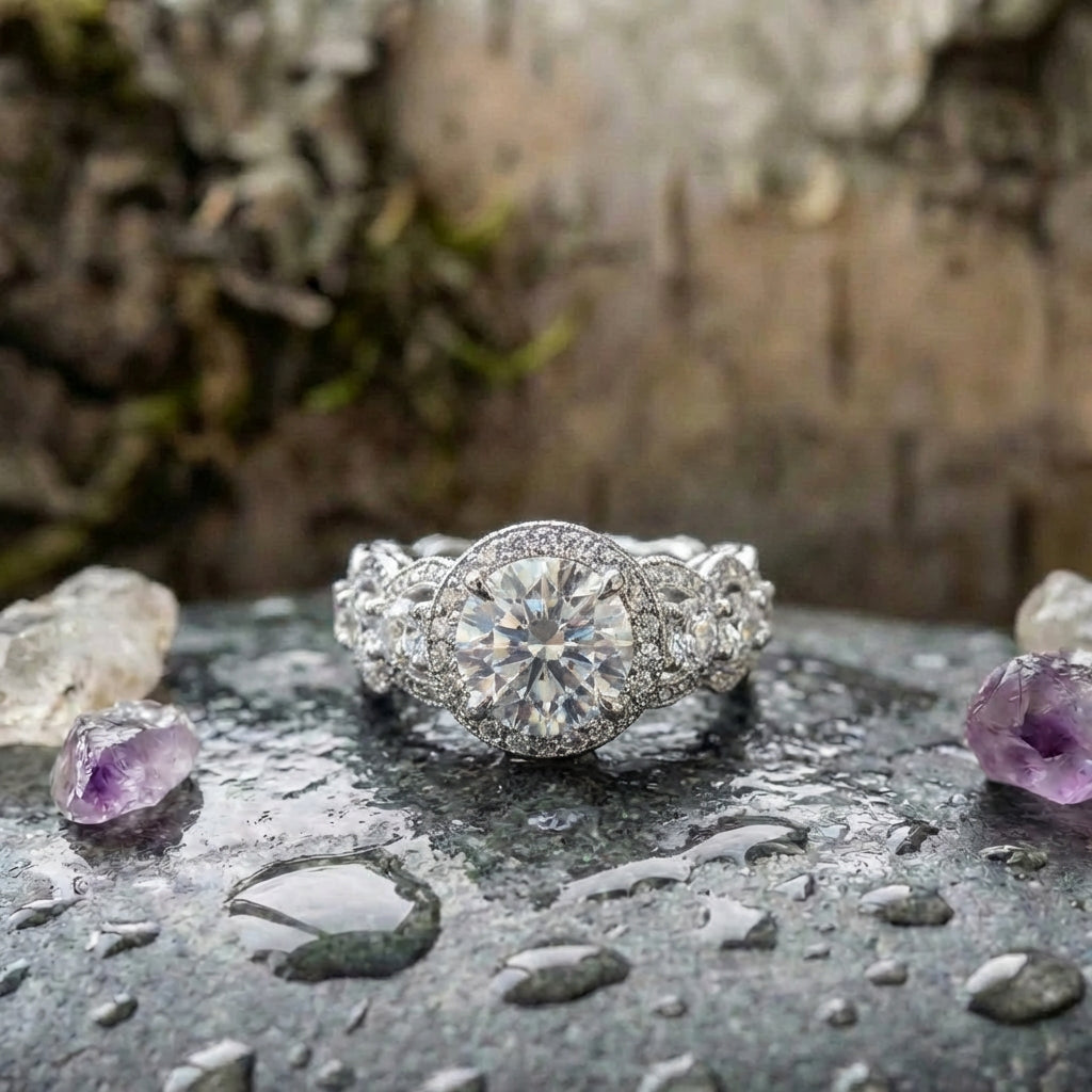Elegant Crystal Engagement Ring