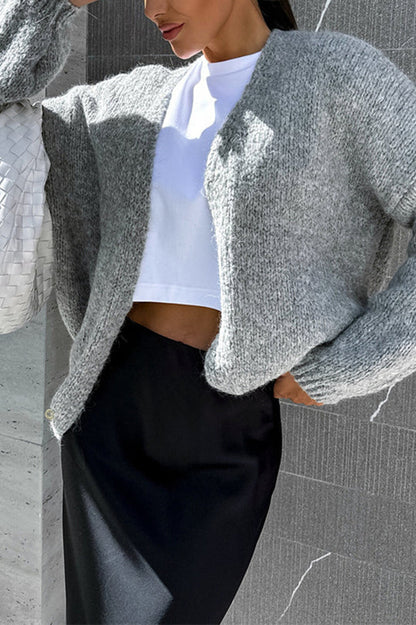 Color Long Sleeve Knitted Cardigan