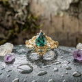 Court Emerald Water Drop Zircon Ring
