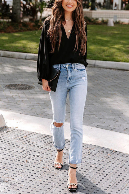 Work Life Balance V-neck Blouse