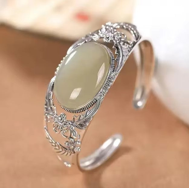 Vintage Silver Hollow Bangle Bracelet
