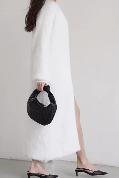 Long Faux Shearling Color Overcoat