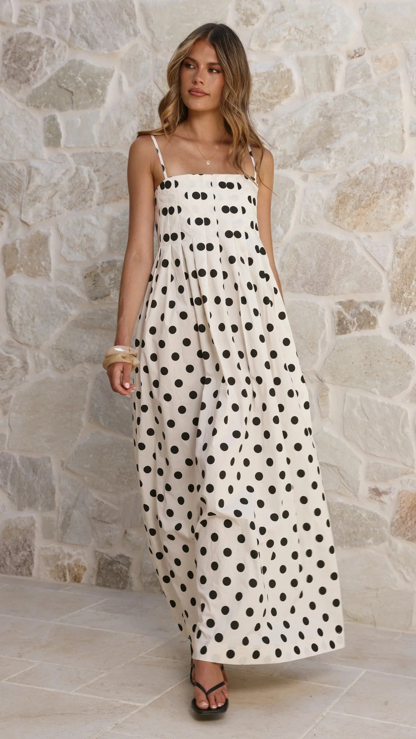 Felicity Maxi Dress - White/black Spot