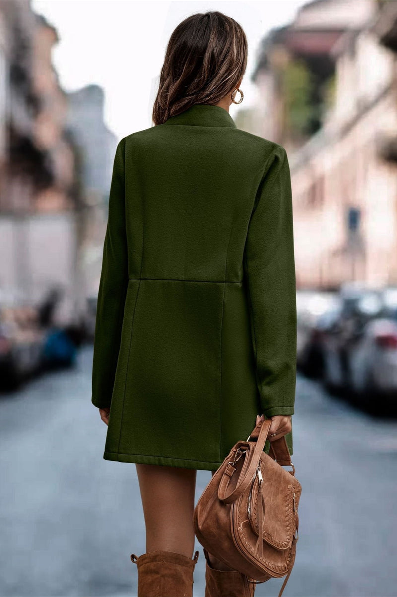 Brushed Wool Long Sleeve Coat