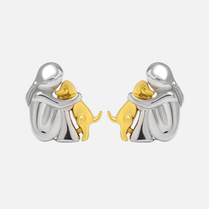 Silver and Gold Two-tone Hug Earrings
