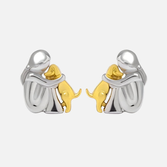 Silver and Gold Two-tone Hug Earrings