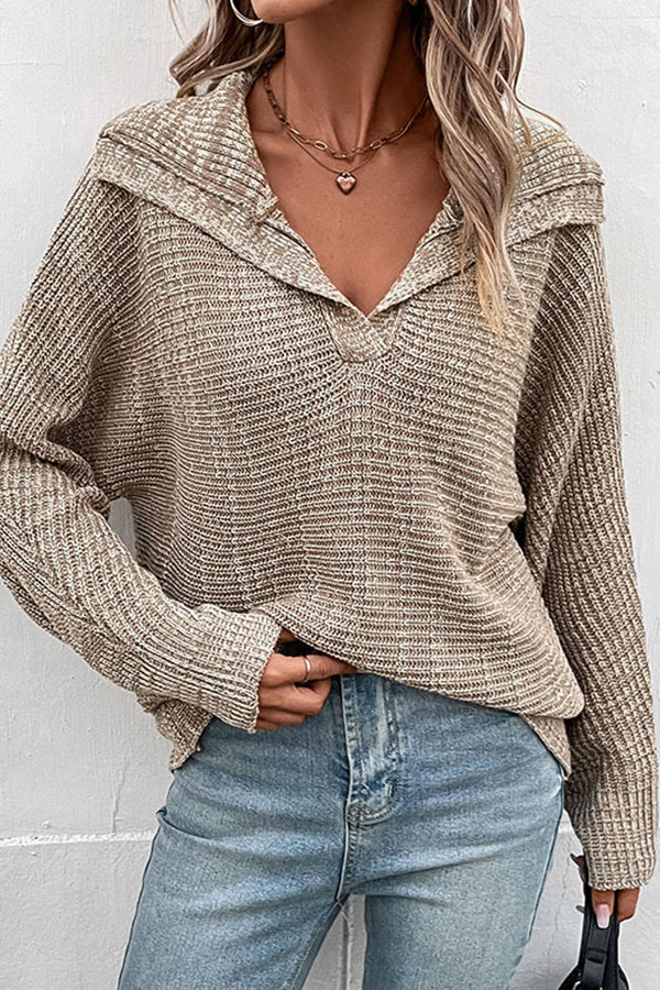 Color Long Sleeve Lapel Sweater