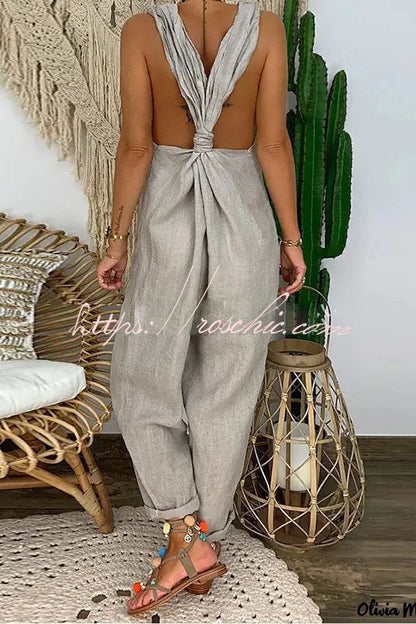 Harper Backless Knotted Strappy Loose Jumpsuit