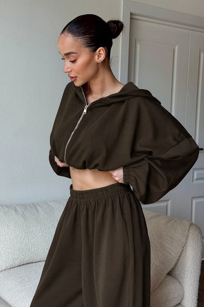 Loose Fit Hoodie Cinched Waist Jogger Pants Set