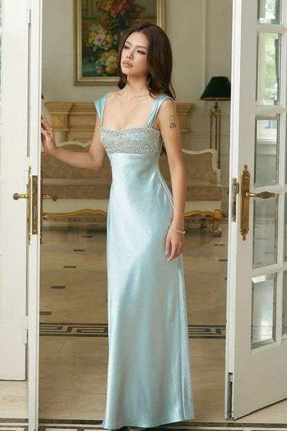 Patchwork Rhinestone Ruched Maxi Dress