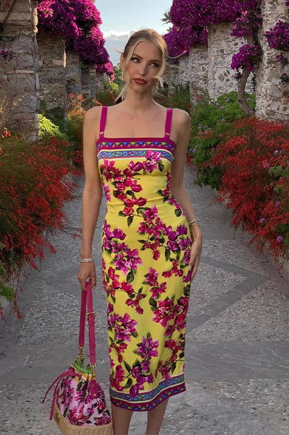 Print Slim Cami Midi Dress