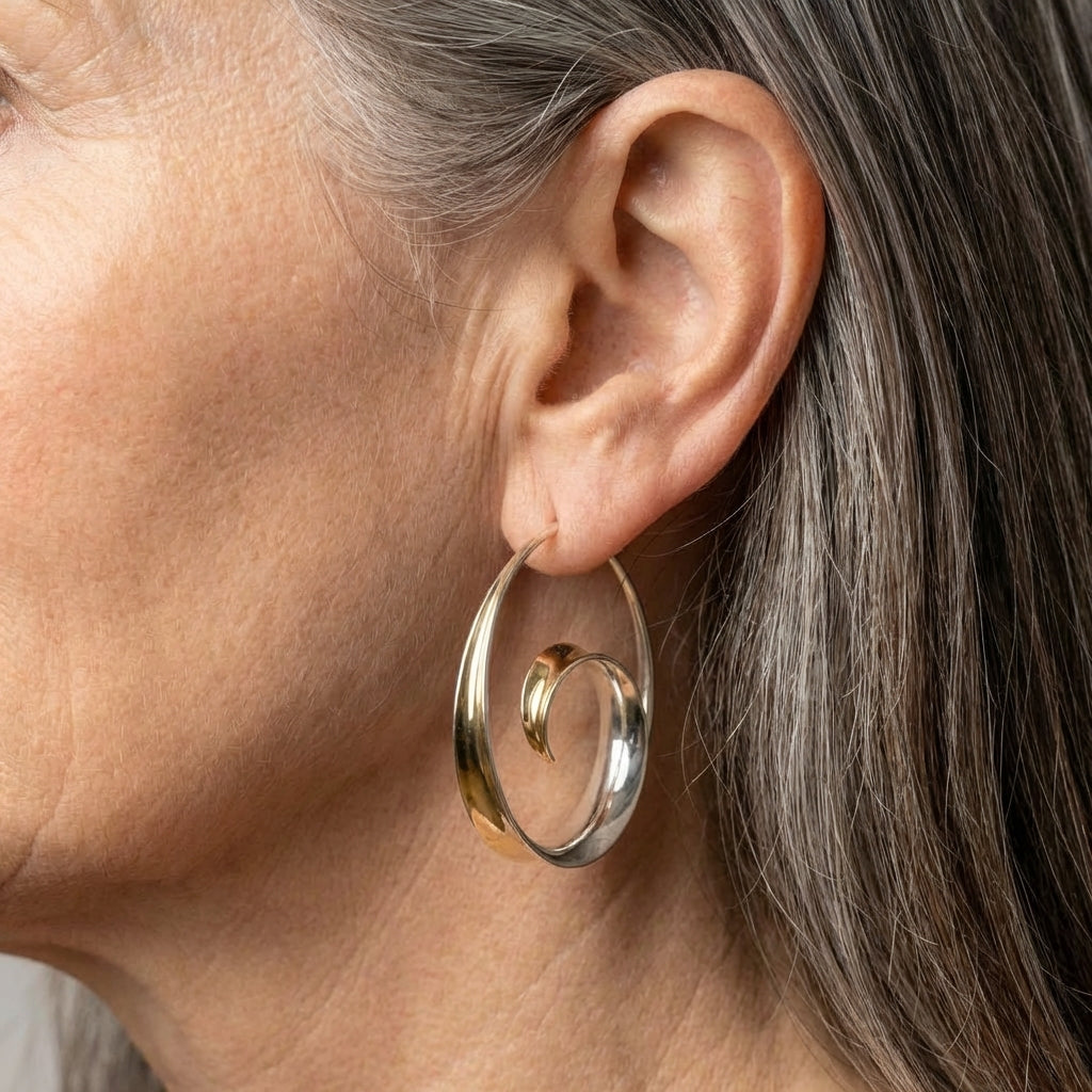 Vintage Earrings With Spiral Waves