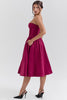 Burgundy Satin Tulle Midi Dress -
