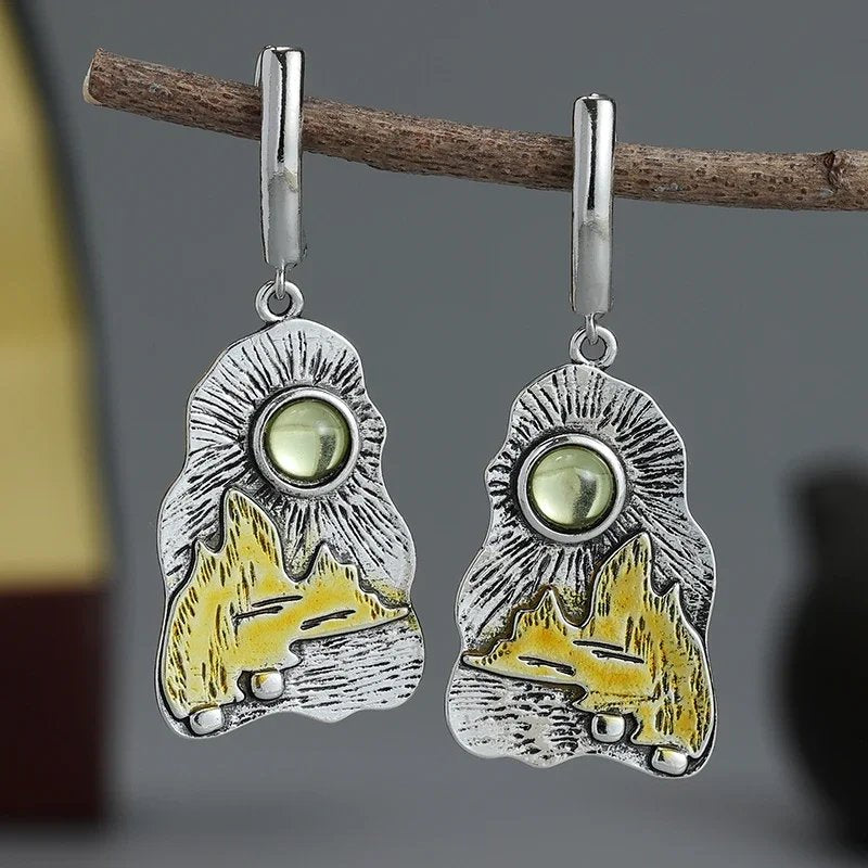 Vintage Owl Stone Earrings