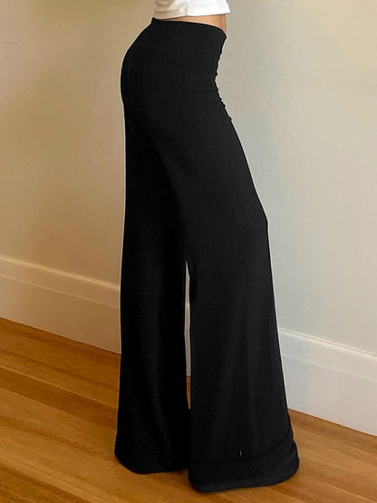 Black High Rise Straight Leg Flare Pants