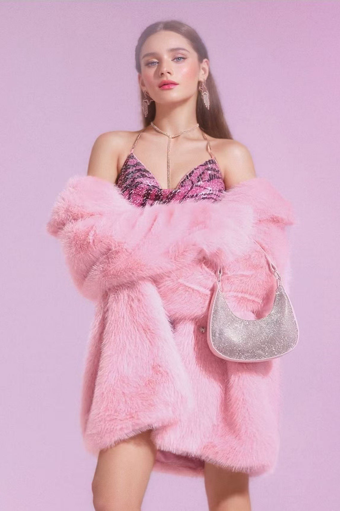 Color Plush Trench Overcoat