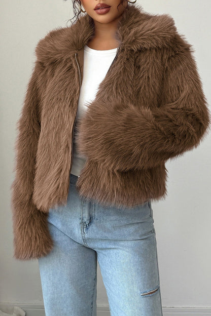 Plush Long Sleeve Maxi Coat