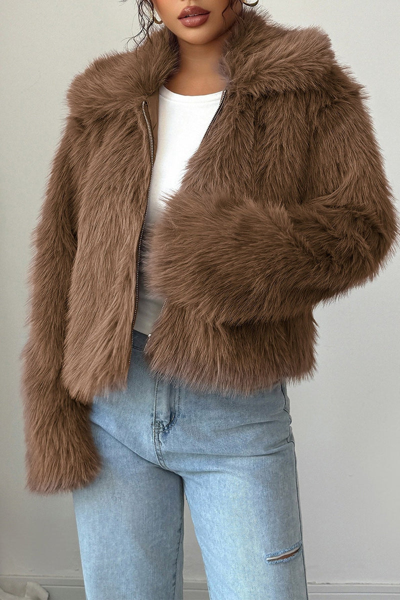Plush Long Sleeve Maxi Coat