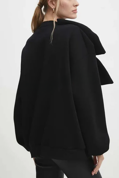 Color Round Neck Long Sleeve Bow Loose Sweatshirts