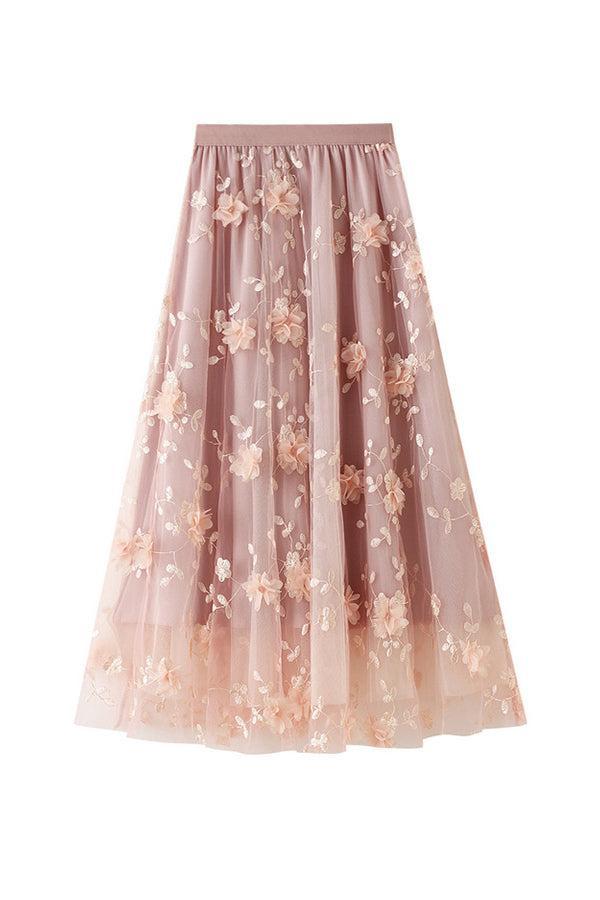 Mesh Embroidery Heavy Industry Skirt Large Size Gauze Skirt