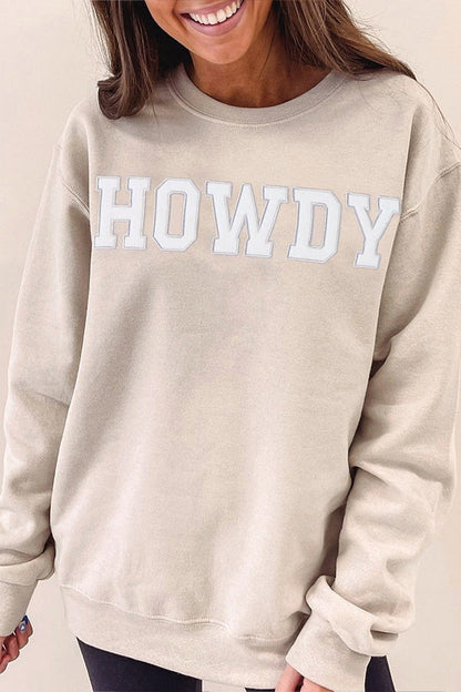 Gray Howdy Drop Shoulder Graphic Sweatshirt