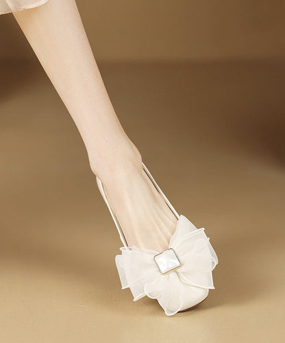 Black Flat Shoes for Splicing Bow