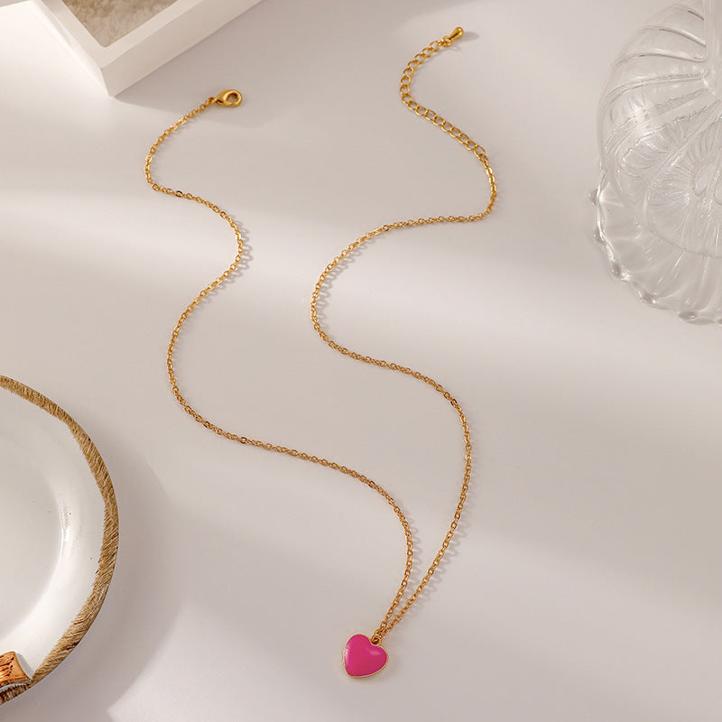 Pink Heart Gold Necklace