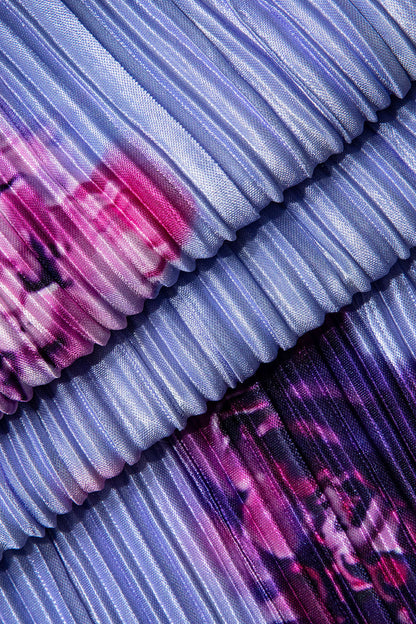 Abstract Print Plisse Strapless Slim Maxi Dress