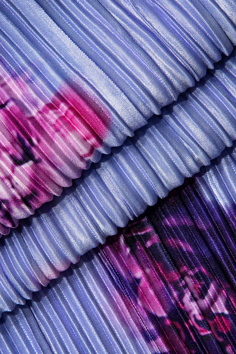 Abstract Print Plisse Strapless Slim Maxi Dress