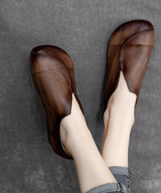 Retro Coffee Flats Soft Splicing Flat Shoes for