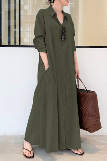 Long Sleeve Simple Loose Long Dress