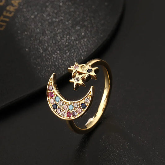 Celestial Moon Star Ring